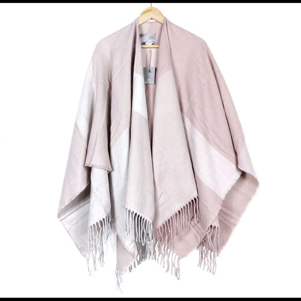 Soia & Kyo Fringe Poncho Shawl Sweater